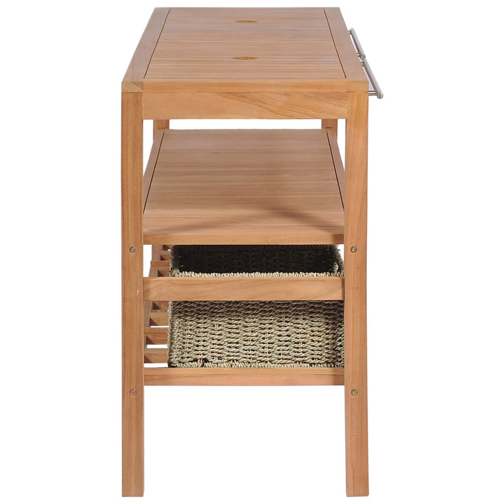 Badkamer wastafelkast met 4 manden 132x45x75cm massief teakhout MeubelReus