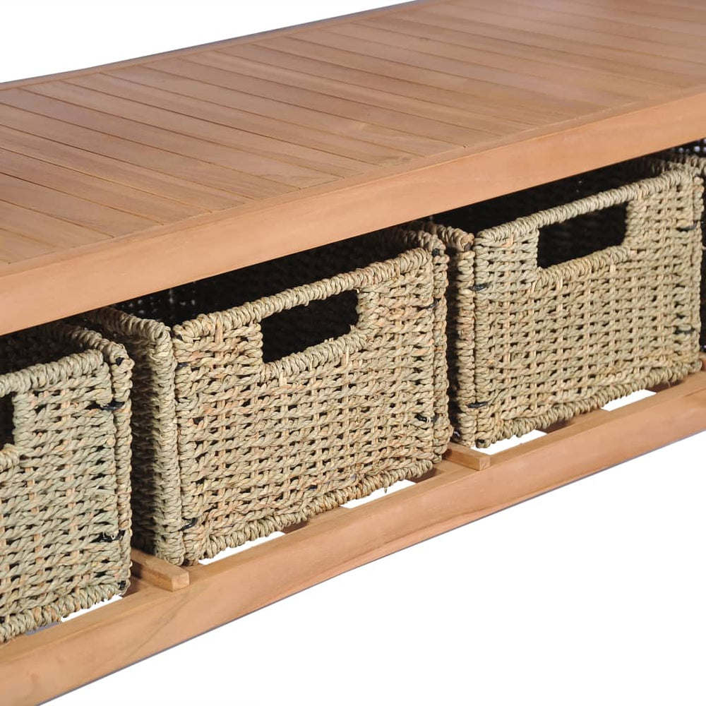 Badkamer wastafelkast met 4 manden 132x45x75cm massief teakhout MeubelReus
