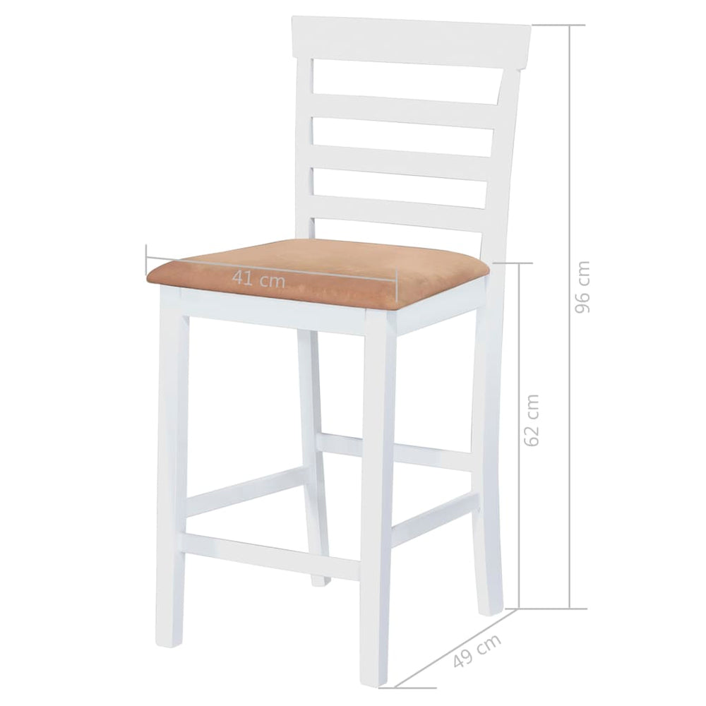 Bartafel- en barstoelenset massief hout bruin en wit 3-delig MeubelReus