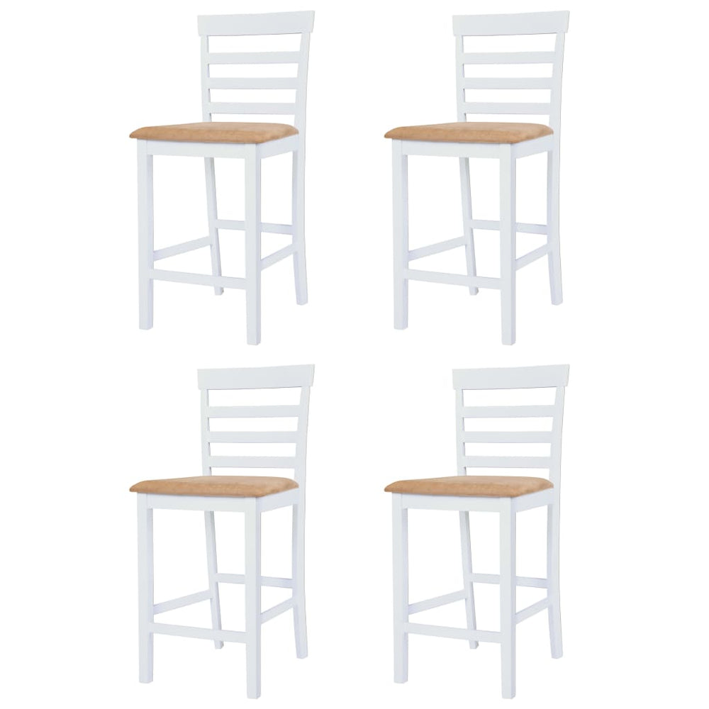 Bartafel- en barstoelenset massief hout bruin en wit 5-delig MeubelReus