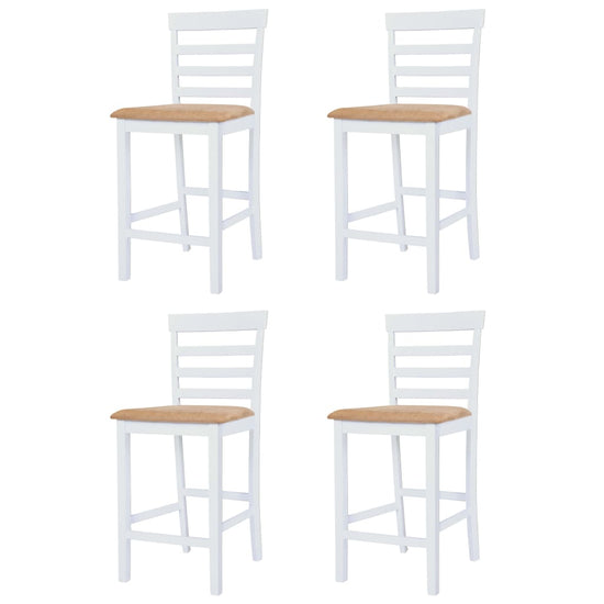 Bartafel- en barstoelenset massief hout bruin en wit 5-delig MeubelReus