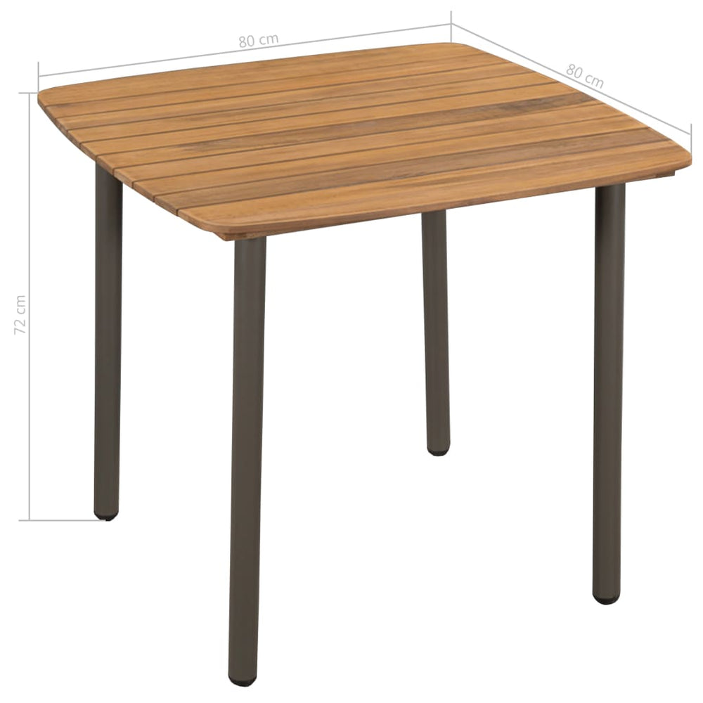 Tuintafel 80x80x72 cm massief acaciahout en staal MeubelReus