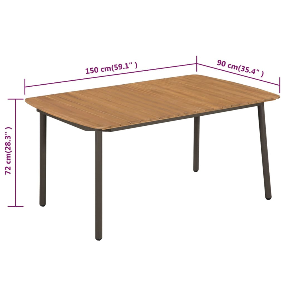 Tuintafel 150x90x72 cm massief acaciahout en staal MeubelReus