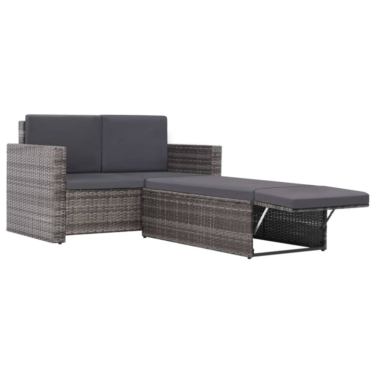 2-delige Loungeset met kussens poly rattan grijs MeubelReus