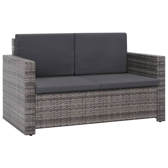 2-delige Loungeset met kussens poly rattan grijs MeubelReus