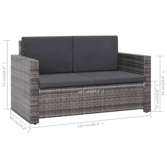 2-delige Loungeset met kussens poly rattan grijs MeubelReus