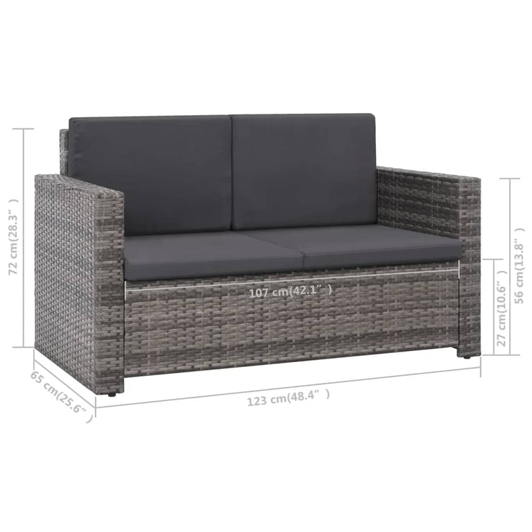2-delige Loungeset met kussens poly rattan grijs MeubelReus