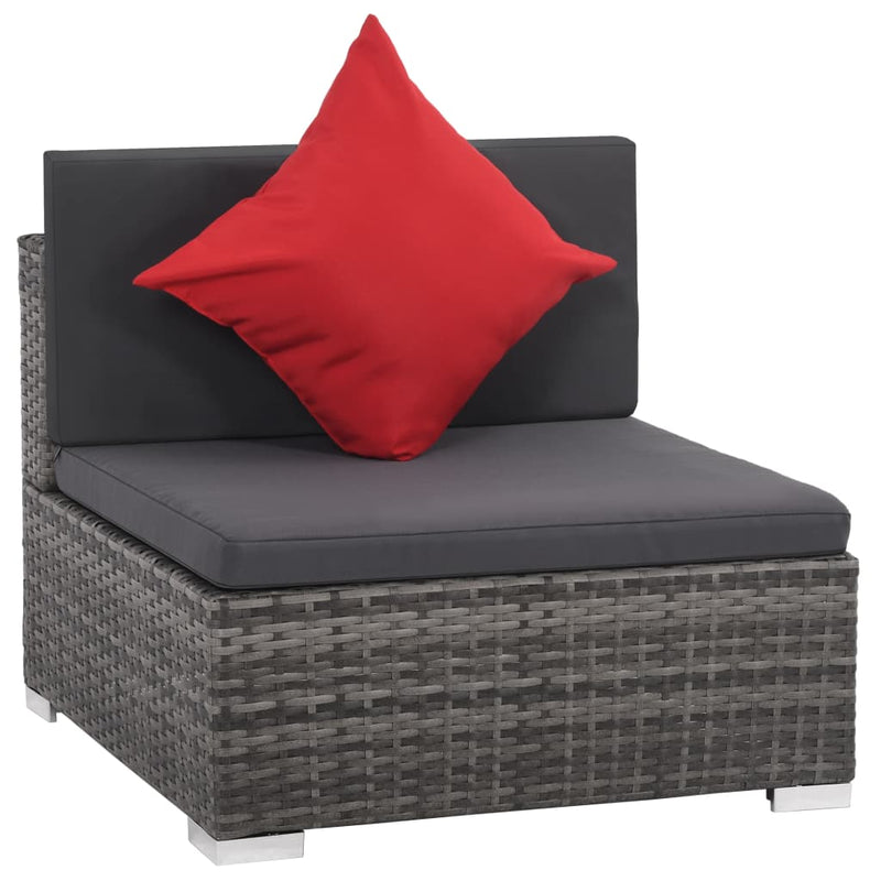 8-delige Loungeset met kussens poly rattan grijs 