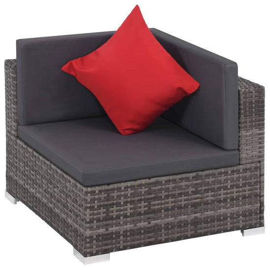 8-delige Loungeset met kussens poly rattan grijs 