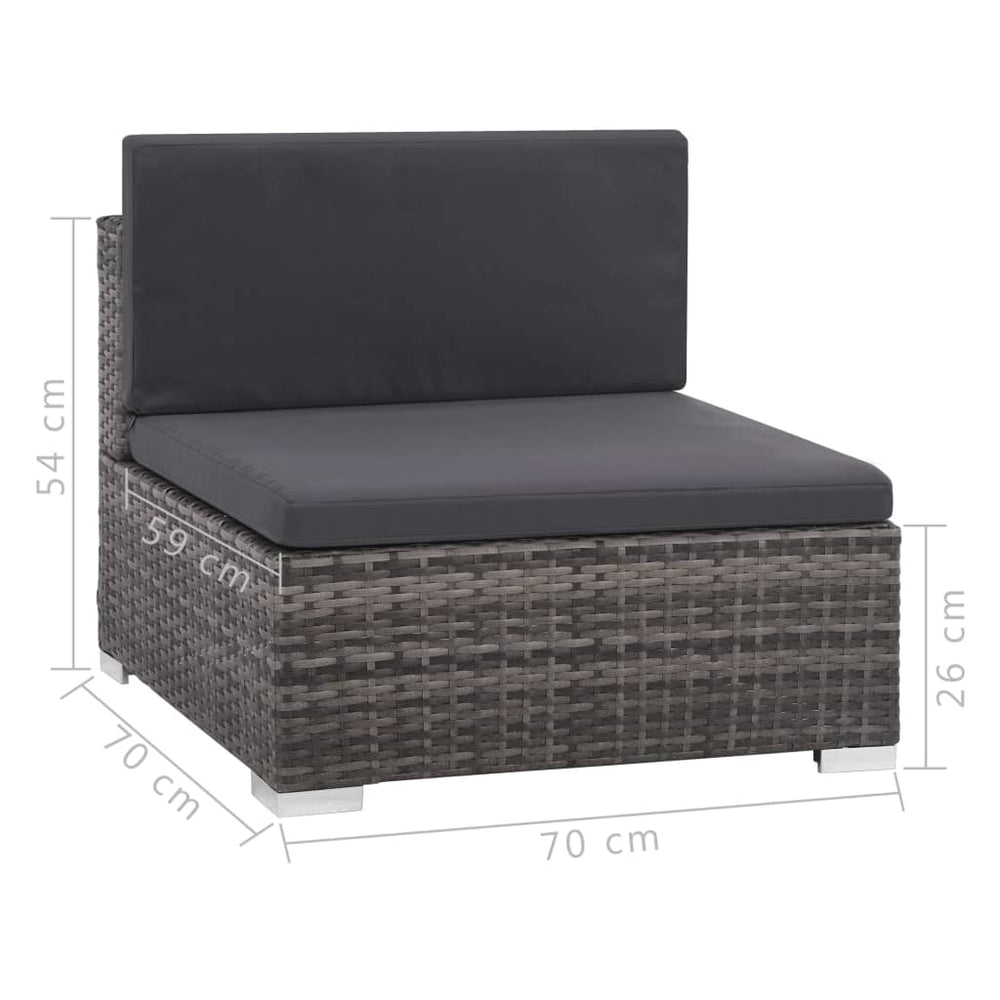 8-delige Loungeset met kussens poly rattan grijs MeubelReus