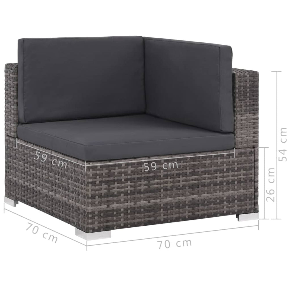 8-delige Loungeset met kussens poly rattan grijs MeubelReus
