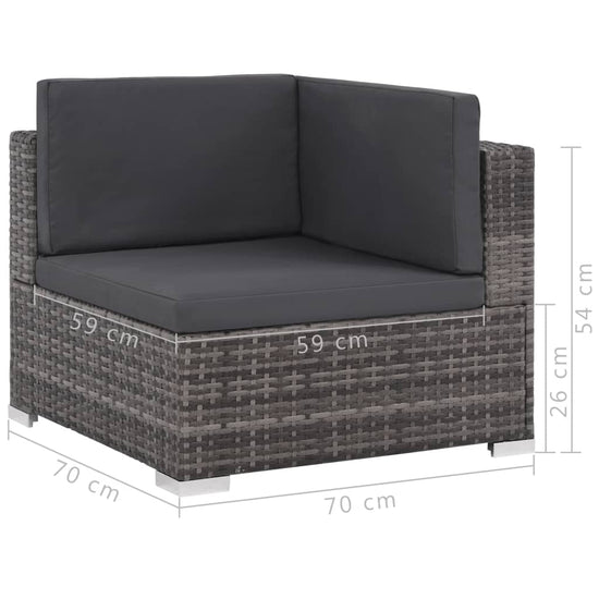 6-delige Loungeset met kussens poly rattan grijs MeubelReus