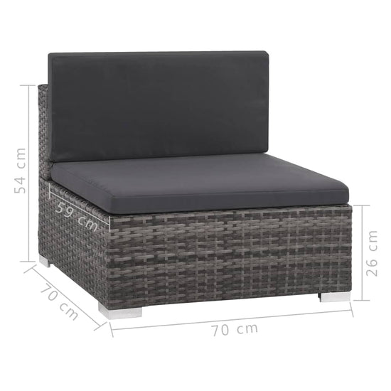 6-delige Loungeset met kussens poly rattan grijs MeubelReus