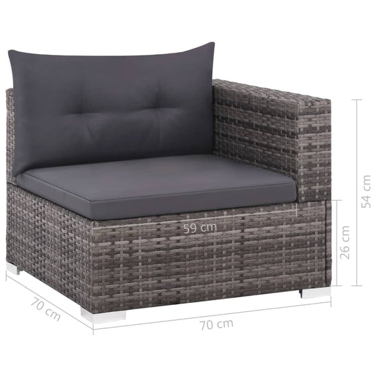 3-delige Loungeset met kussens poly rattan grijs MeubelReus