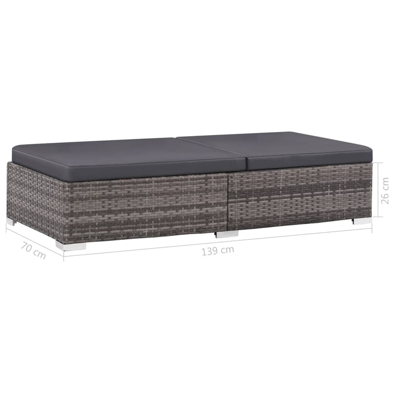 3-delige Loungeset met kussens poly rattan grijs MeubelReus