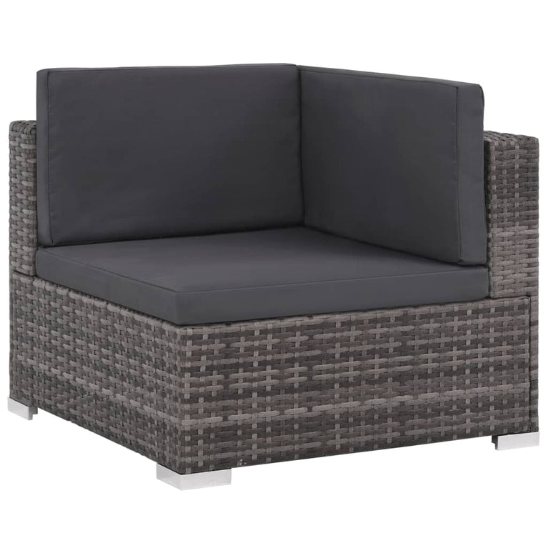 6-delige Loungeset met kussens poly rattan grijs