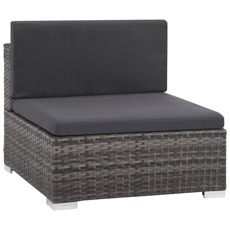 6-delige Loungeset met kussens poly rattan grijs