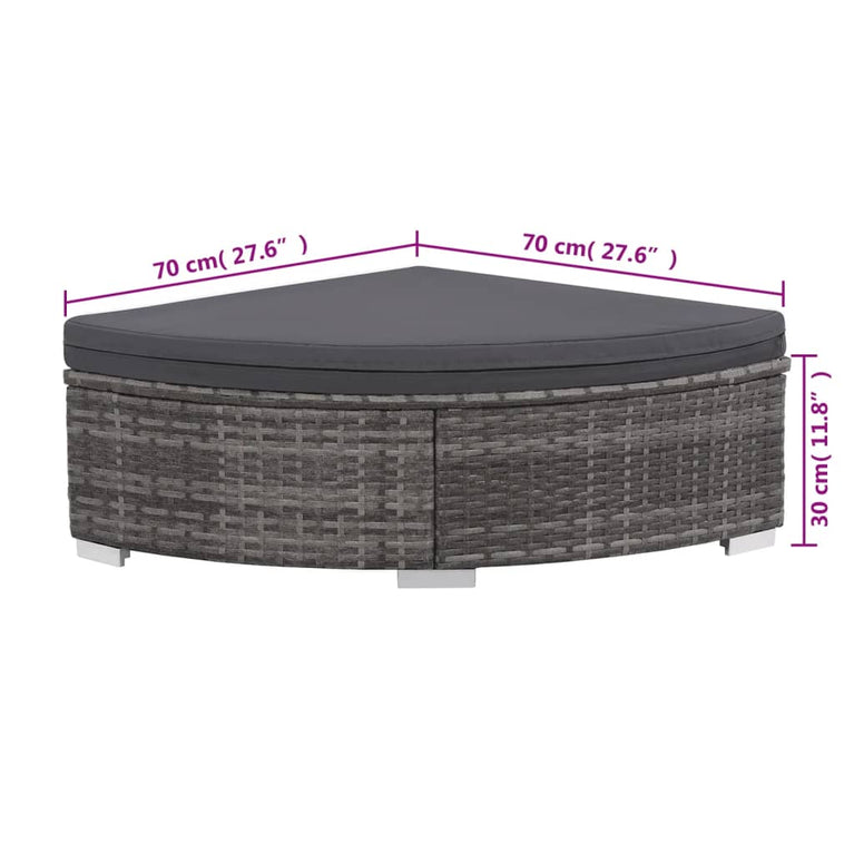 6-delige Loungeset met kussens poly rattan grijs