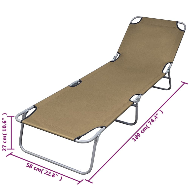 Ligbed inklapbaar met verstelbare rugleuning taupe