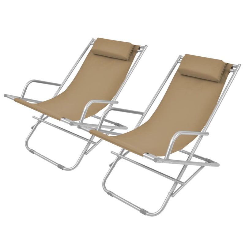 Terrasstoelen verstelbaar 2 st staal taupe MeubelReus