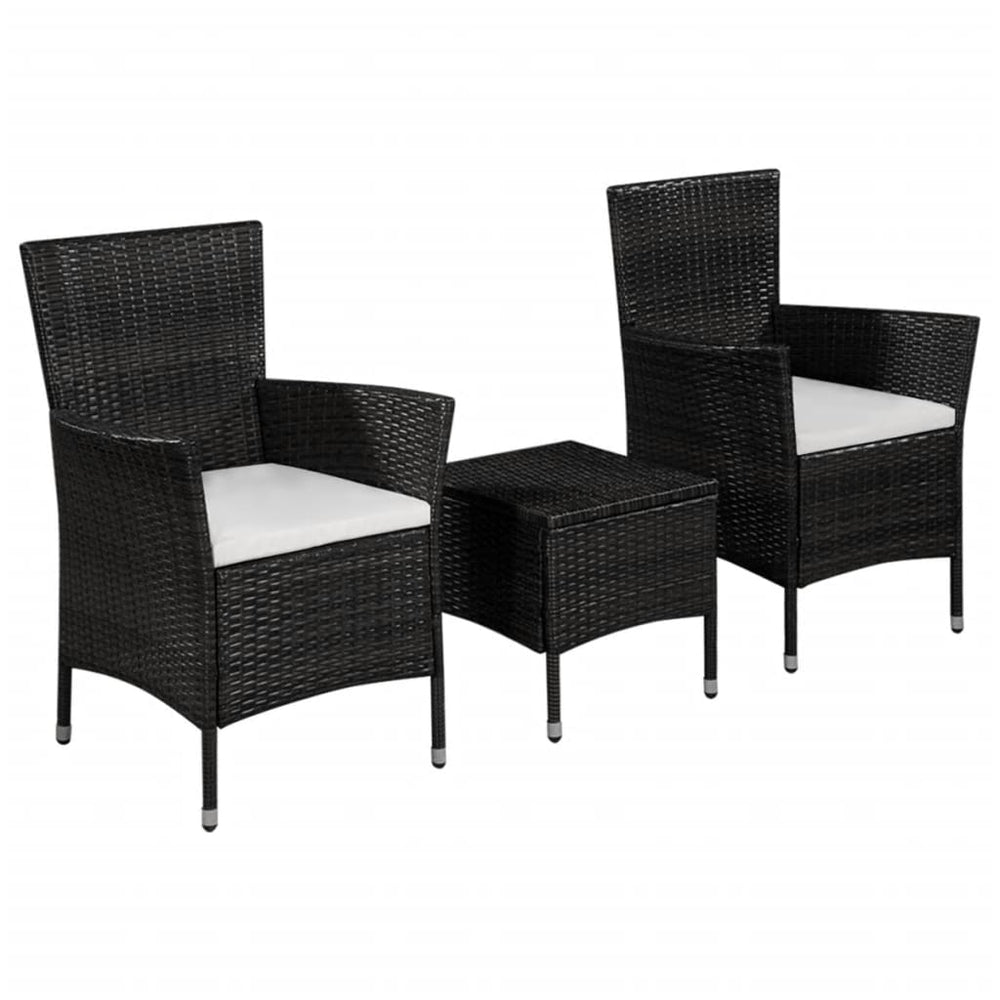 3-delige Bistroset poly rattan zwart MeubelReus
