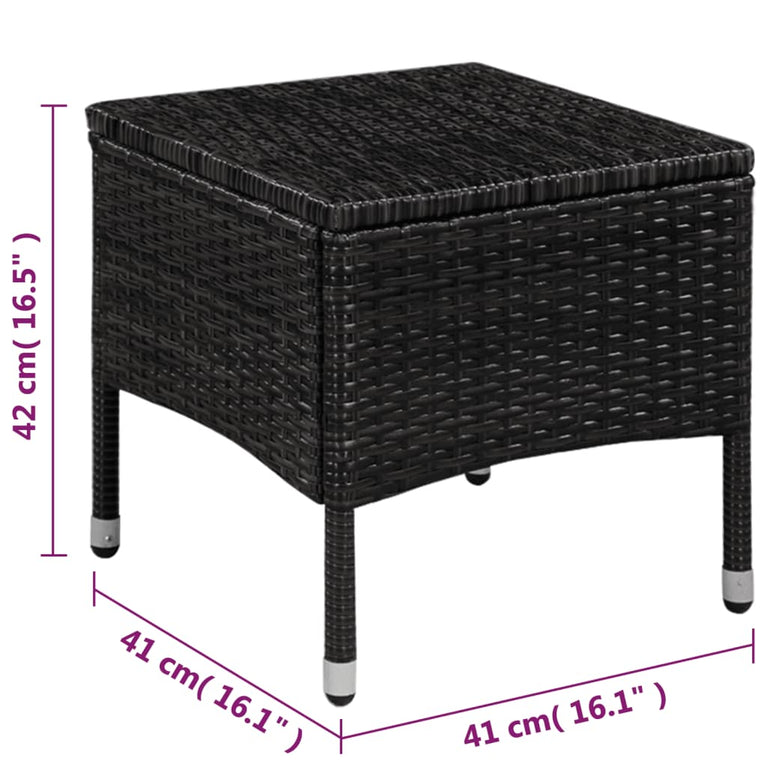 3-delige Bistroset poly rattan zwart MeubelReus