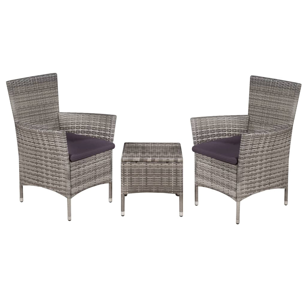 3-delige Bistroset poly rattan grijs MeubelReus