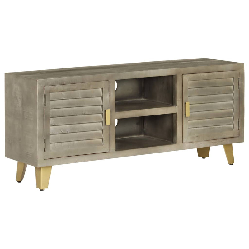 Tv-meubel 110x30x48 cm massief mangohout met messing grijs MeubelReus