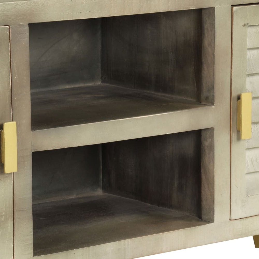 Tv-meubel 110x30x48 cm massief mangohout met messing grijs MeubelReus