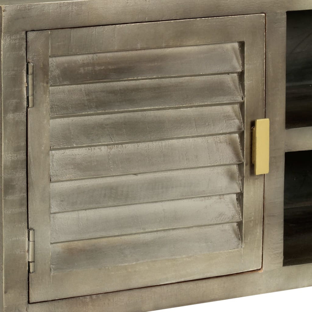 Tv-meubel 110x30x48 cm massief mangohout met messing grijs MeubelReus