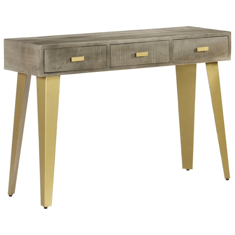 Wandtafel 110x35x76 cm massief mangohout met messing grijs MeubelReus