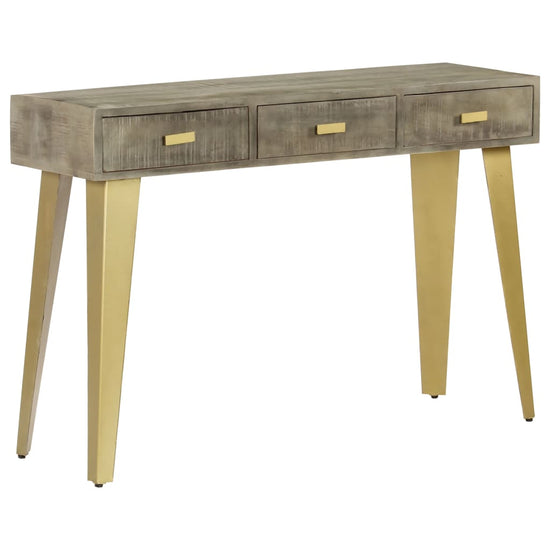 Wandtafel 110x35x76 cm massief mangohout met messing grijs MeubelReus