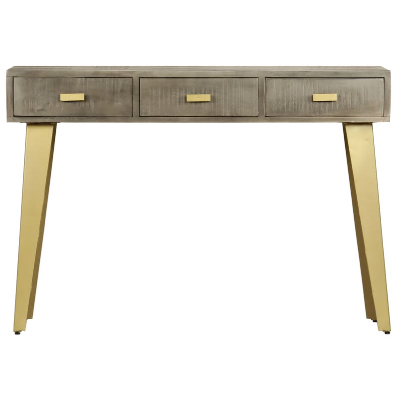Wandtafel 110x35x76 cm massief mangohout met messing grijs MeubelReus