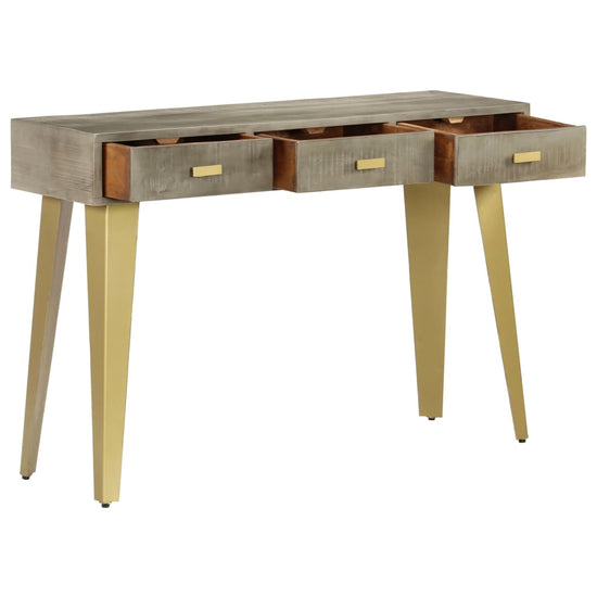 Wandtafel 110x35x76 cm massief mangohout met messing grijs MeubelReus