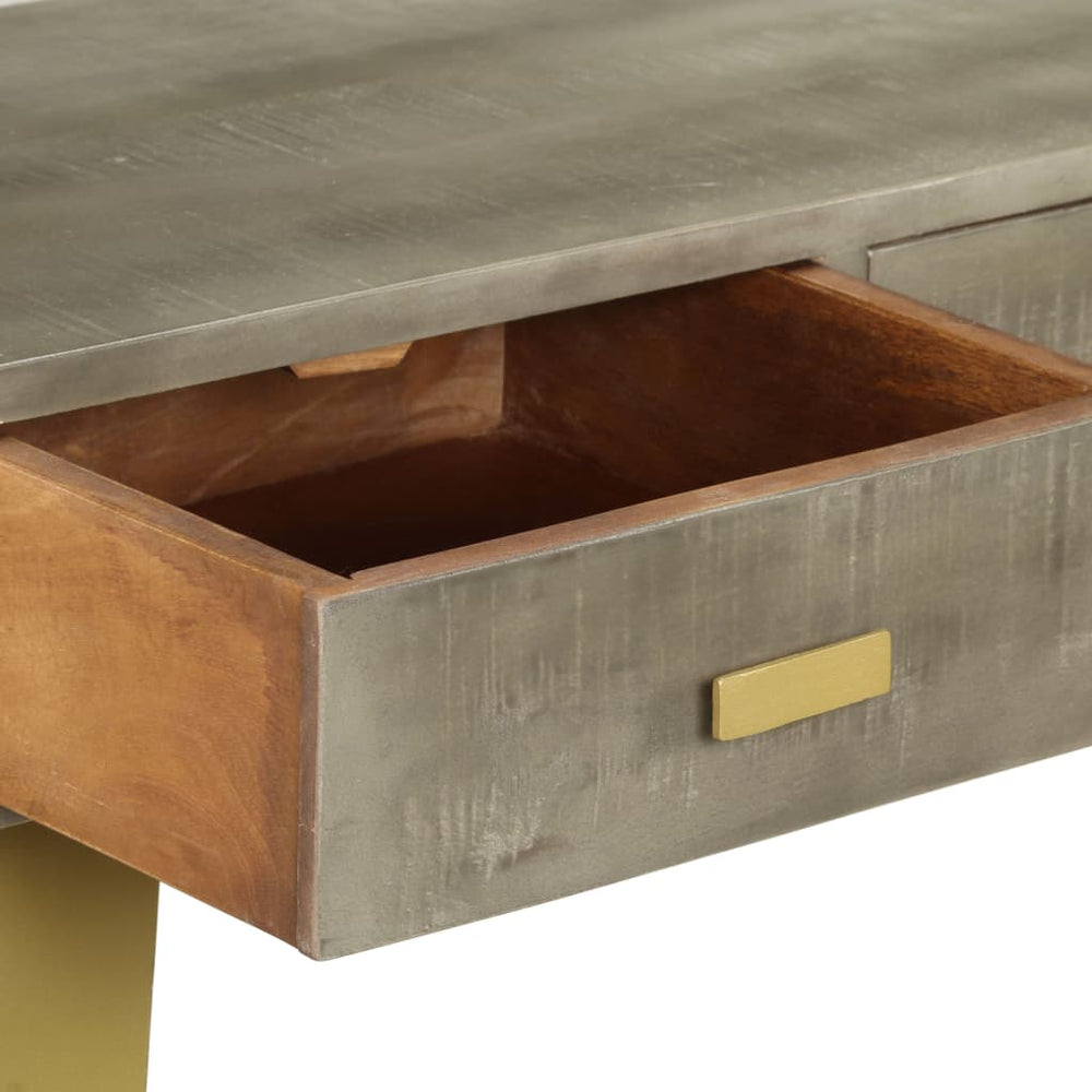 Wandtafel 110x35x76 cm massief mangohout met messing grijs MeubelReus