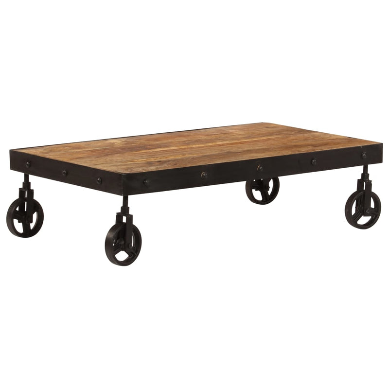 Salontafel op wieltjes 100x60x26 cm massief mangohout MeubelReus