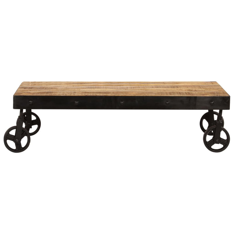 Salontafel op wieltjes 100x60x26 cm massief mangohout MeubelReus