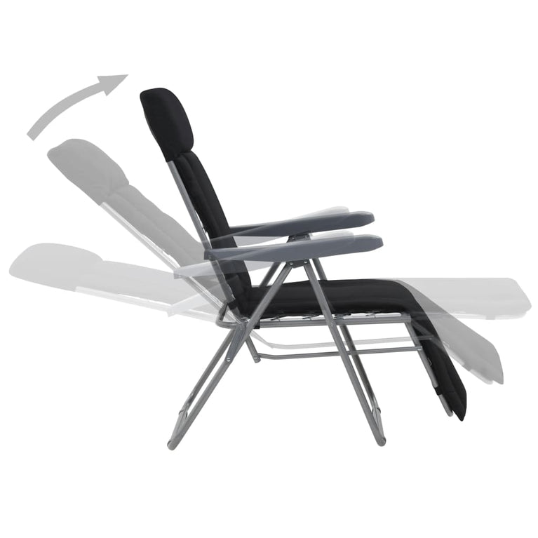 Tuinstoelen met kussen inklapbaar 2 st zwart MeubelReus