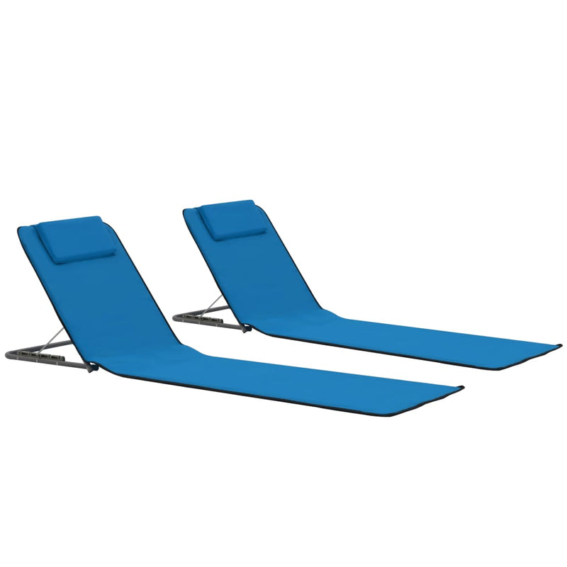 Strandmatten inklapbaar 2 st staal en stof blauw MeubelReus