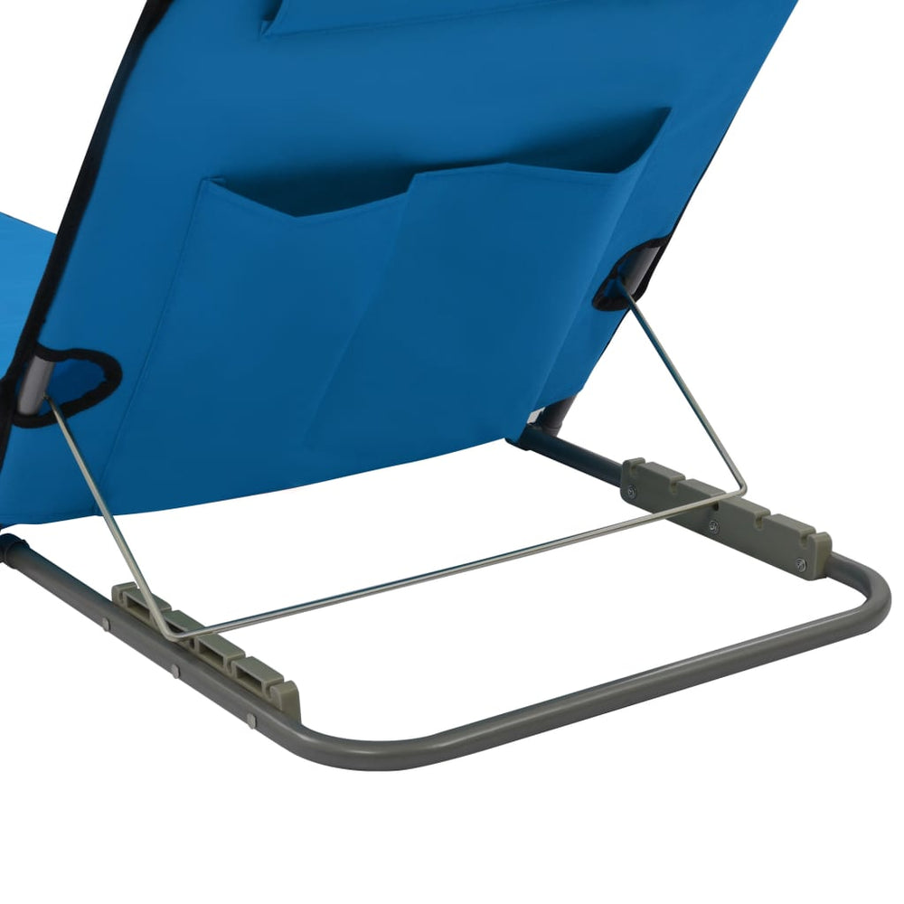 Strandmatten inklapbaar 2 st staal en stof blauw MeubelReus