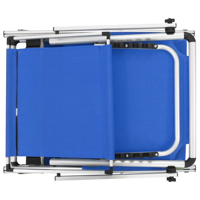 Ligbed inklapbaar met dak aluminium en textileen blauw MeubelReus