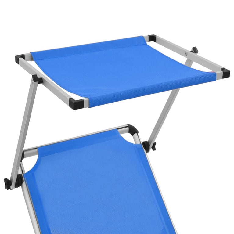 Ligbed inklapbaar met dak aluminium en textileen blauw MeubelReus