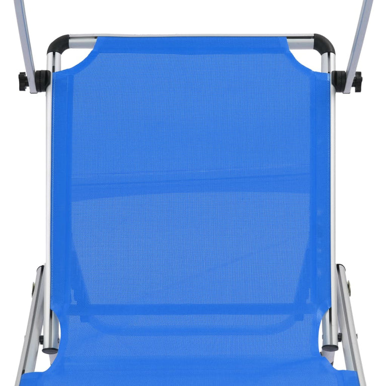 Ligbed inklapbaar met dak aluminium en textileen blauw MeubelReus