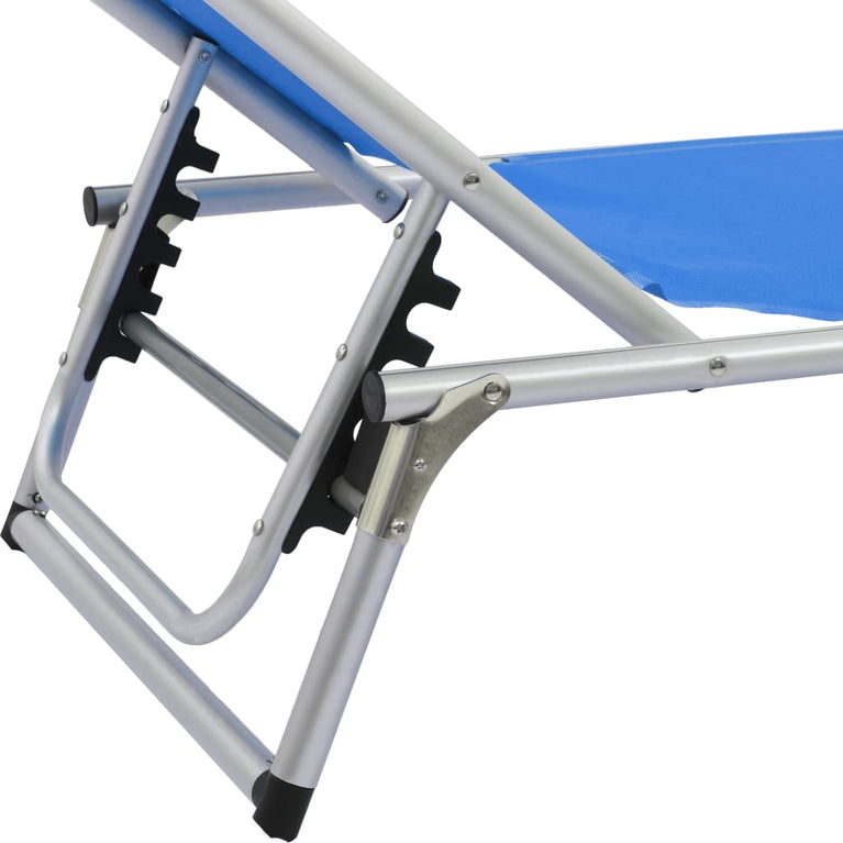 Ligbed inklapbaar met dak aluminium en textileen blauw MeubelReus