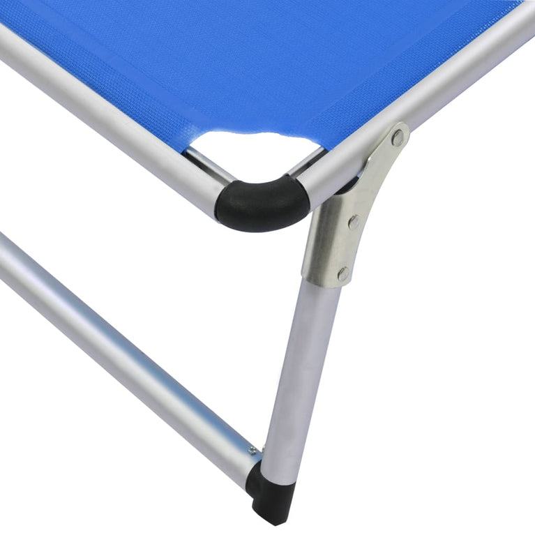 Ligbed inklapbaar met dak aluminium en textileen blauw MeubelReus