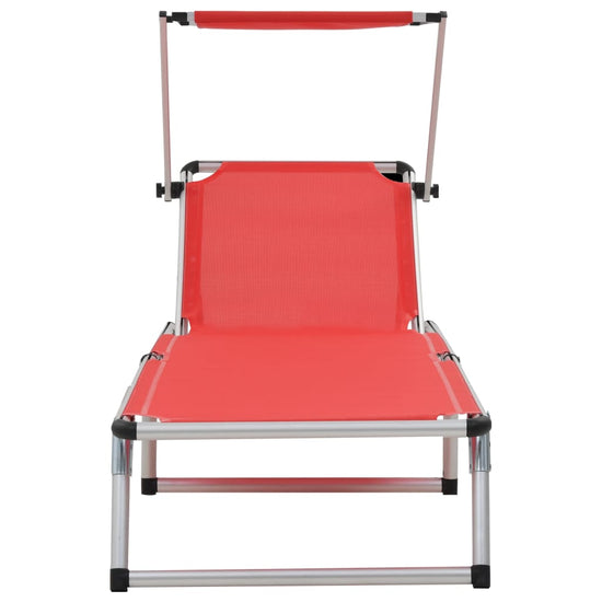 Ligbed inklapbaar met dak aluminium en textileen rood MeubelReus