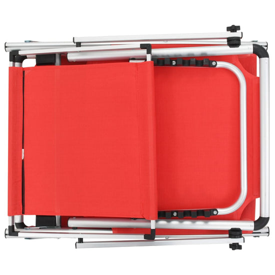 Ligbed inklapbaar met dak aluminium en textileen rood MeubelReus