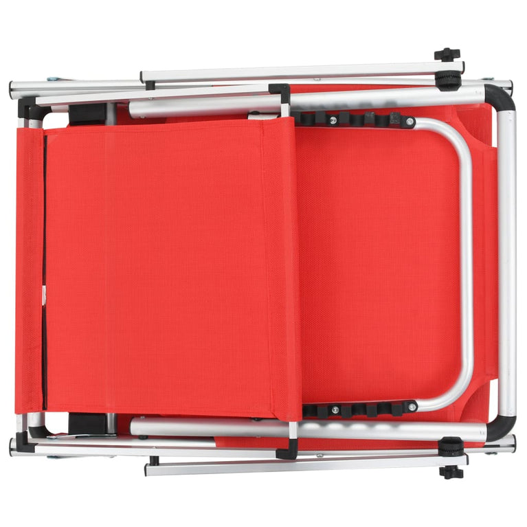 Ligbed inklapbaar met dak aluminium en textileen rood MeubelReus