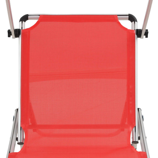 Ligbed inklapbaar met dak aluminium en textileen rood MeubelReus