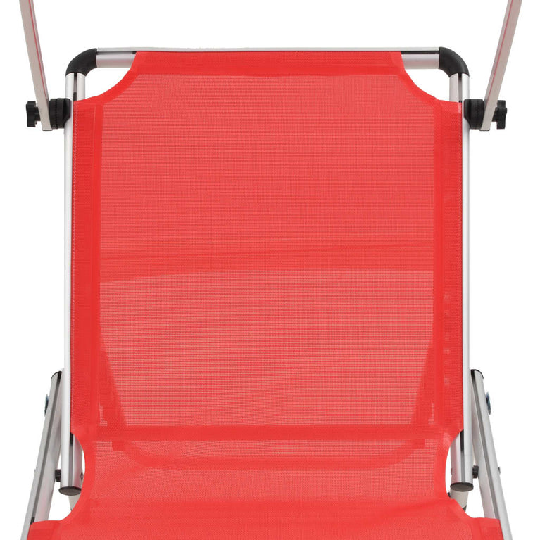 Ligbed inklapbaar met dak aluminium en textileen rood MeubelReus